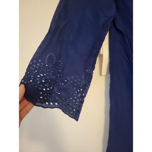 Talbots X Miraclesuit Blue Eyelet Swim Cover Up Tunic XS NEW Cotton UPF50+ - Picture 5 of 5